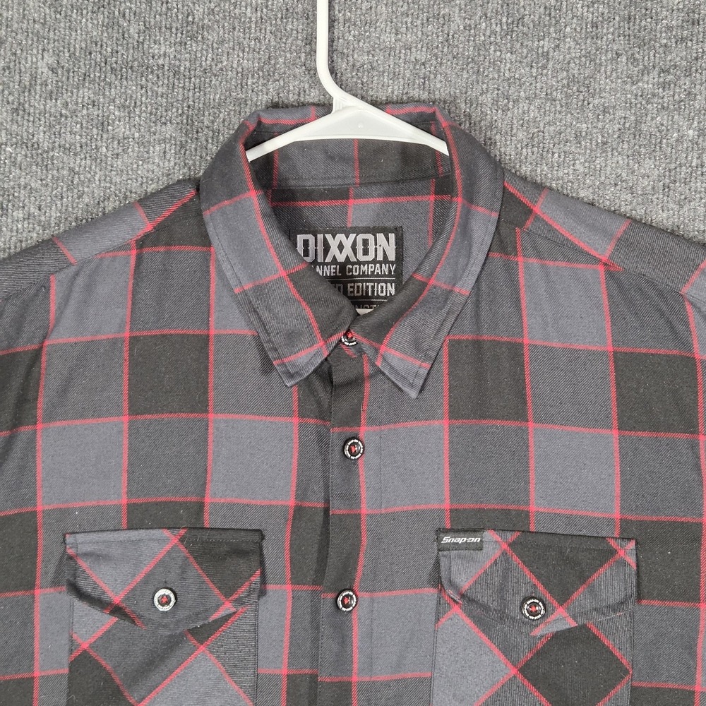 Dixxon Flannel x Snap-on Limited Edition Mens XL Plaid Button Up Shirt Gray Red